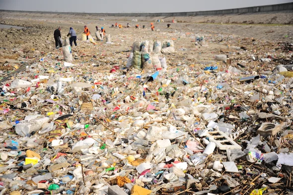 Beach covered in plastics show how easily waste can pollute our waterways.